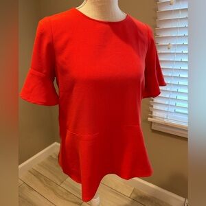 MADEWELL Red Peplum Flutter Sleeve Top
